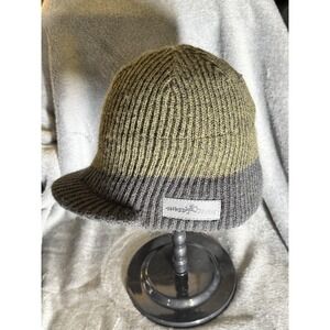 Shred Alert Hat Beanie One Size Green Gray Knit Brim Ski Snowboard Visor Mens